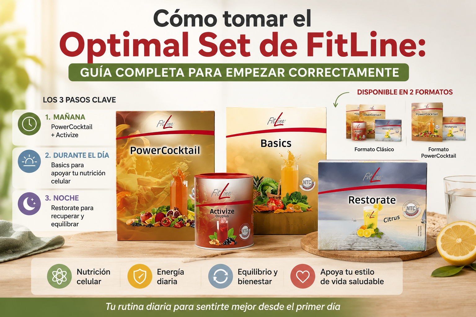 optimal-set-fitline Cómo tomar el Optimal Set de FitLine: guía completa para empezar correctamente